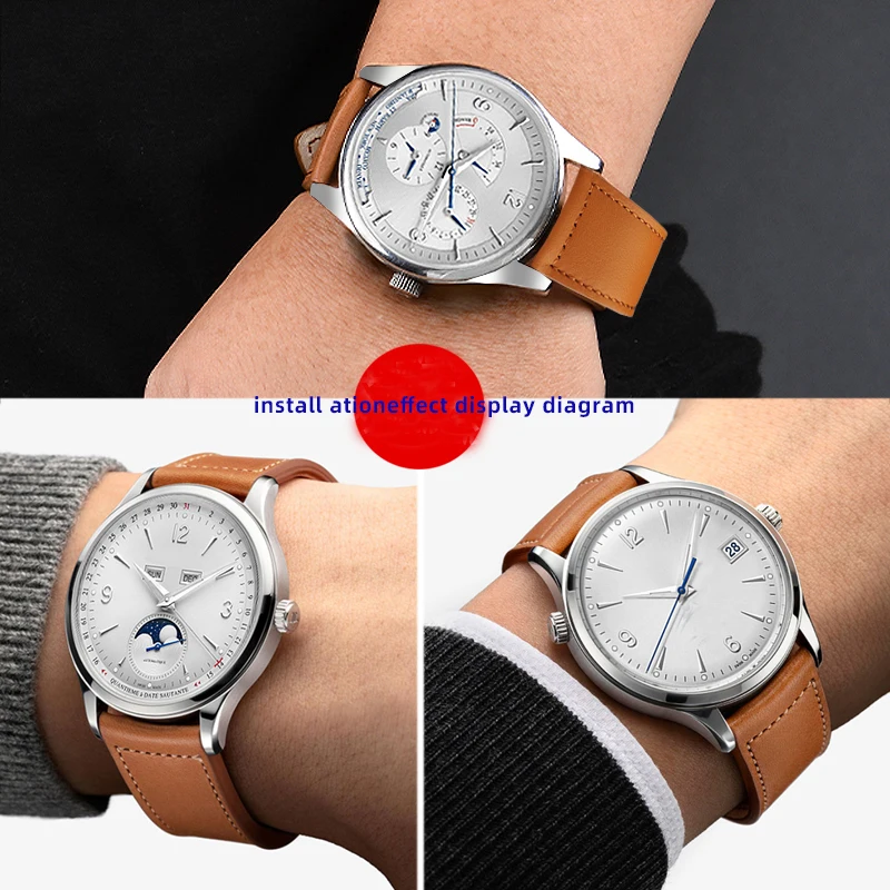 Real Cow cowhide Watchband For Jaeger-LeCoultre Master Series Curved cowhide Watch Strap Soft and Waterproof 19 20 21MM