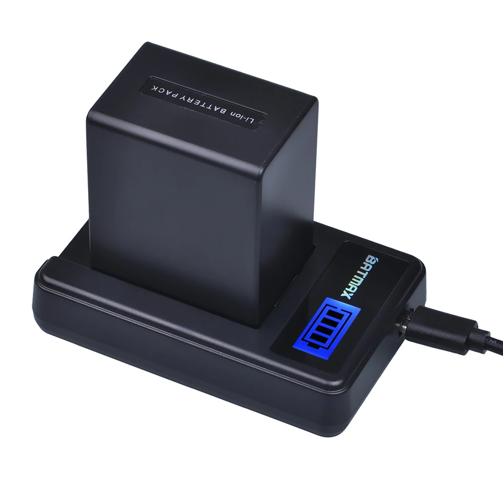 Batmax NP-FV100 NP FV100 Akku + LCD-USB-Ladegerät für Sony DCR-SR15 FDR-AX100 AX100E HDR-CX105 PJ260VE HC9 PJ10 TD20V SX83E SX63E
