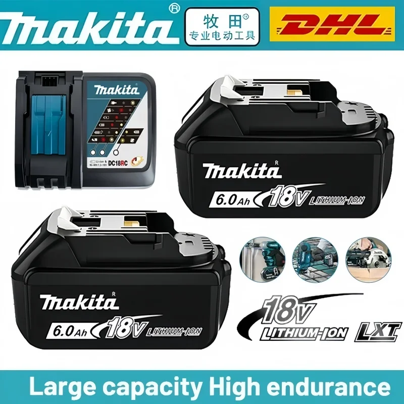 

100% Original Makita battery, 18V 6.0Ah rechargeable battery, replacing Makita BL1830BL1840BL1850BL1860B power tool battery