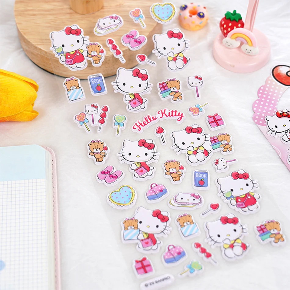 1/4Pcs Kawaii Sanrio Kitty 3d Bubble Stickers Sakura Creative Girl'S Diy Phone Case Camera Decoration Children'S Reward Toy
