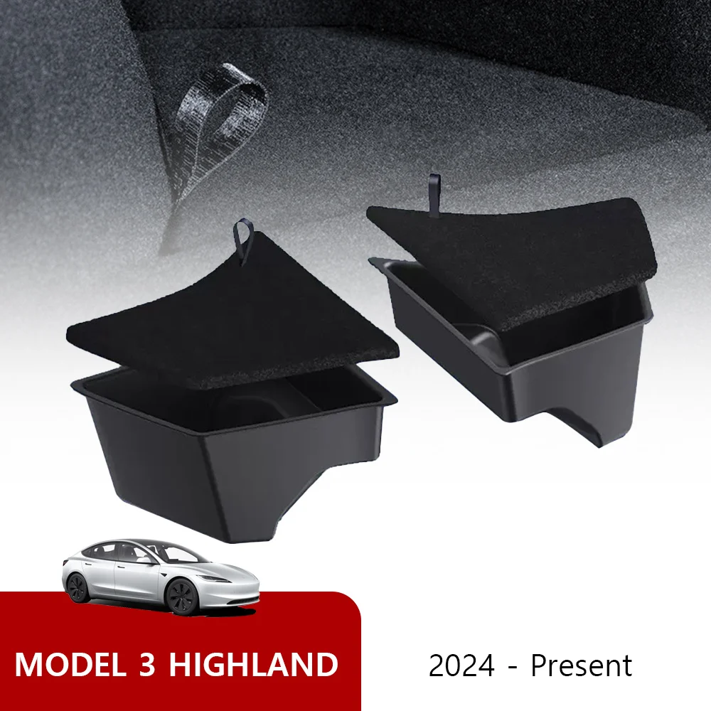 

For 2024 Tesla Model 3 highland Rear Trunk Left Side Storage Box with Cover Tail Boot Organizer Partition Decoration Accessories