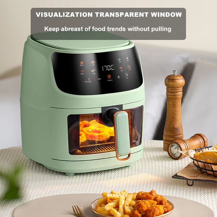 Viewing Window Glass Nonstick Basket Sliver crest 8 in 1 8L Air Cooker Fryer Kitchen Appliances Hot Air Fryer Digital