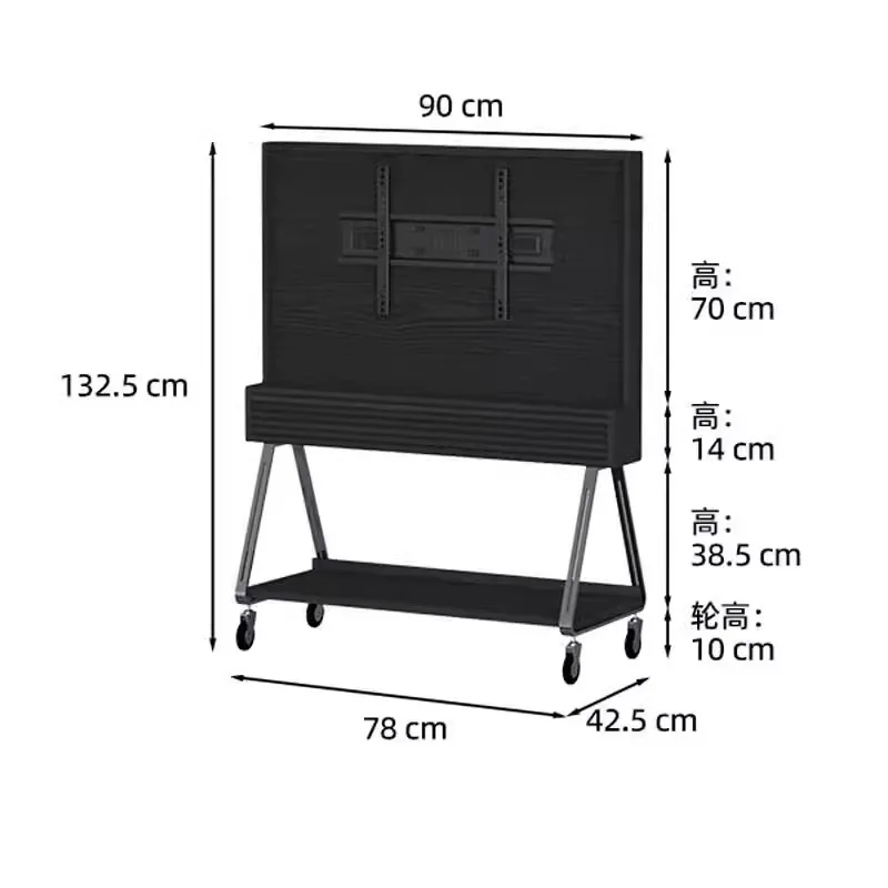 Solid wood movable floor-to-ceiling audio-visual cabinet small apartment living room stainless steel pulley TV mobile bracket TV