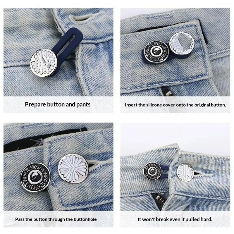 Button Extender Universal Pants Extender Button For Women Men Adjustable Elastic Waist Silicone Extender Buckle Set