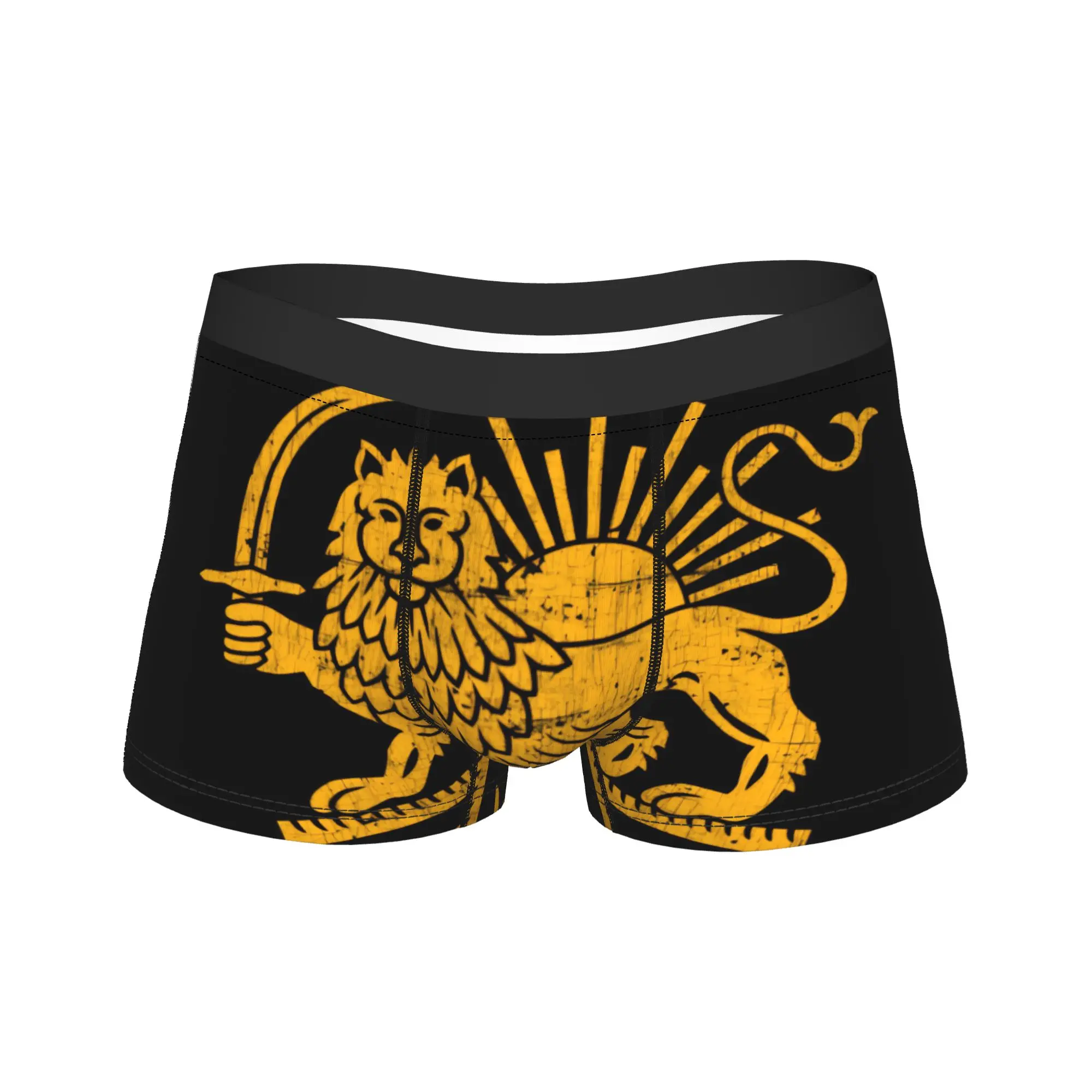 

Мужские трусы-боксеры в иранском ретро-стиле с изображением льва и солнца, мягкие трусы-шорты, сексуальное нижнее белье для мужчин, размеры S-XXL