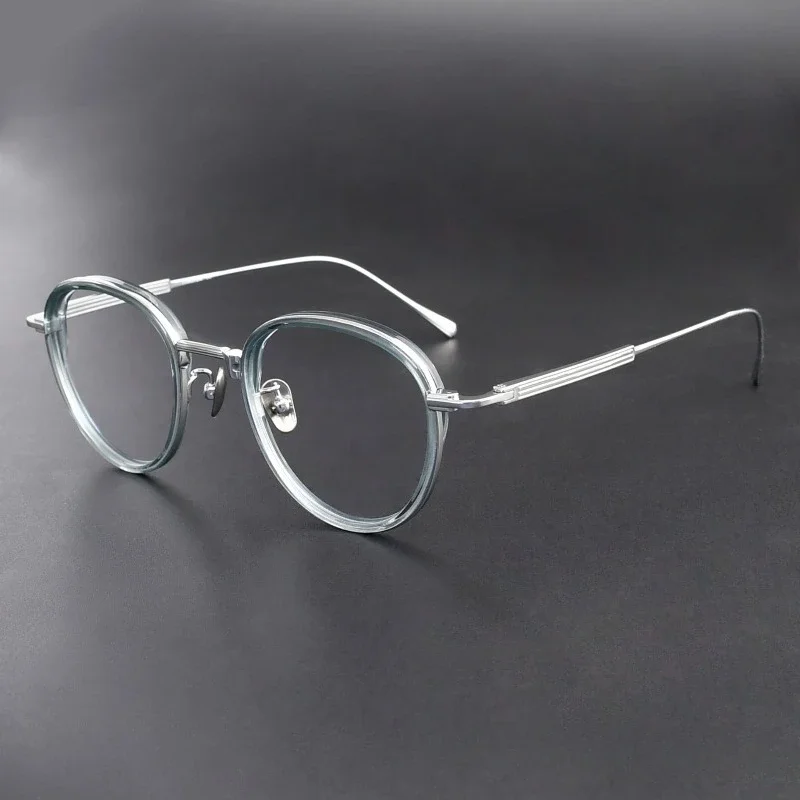 

Retro Round Designer Handmade Titanium Acetate Glasses Frame for Women 73/02 Myopia Anti-blue Light Men Eyewear Prescription