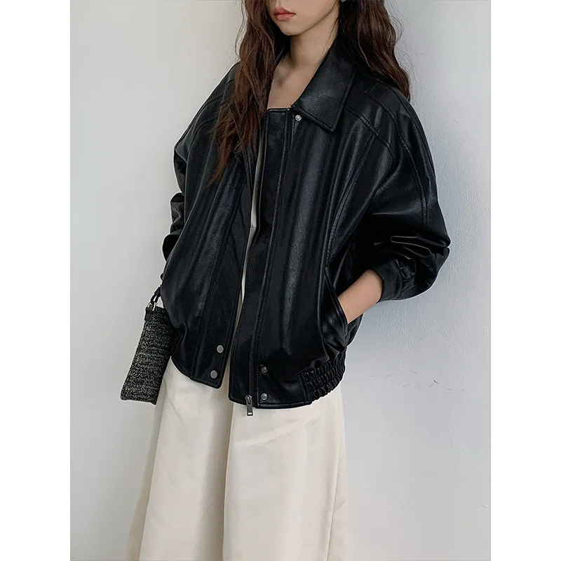 Premium PU Leather Jacket 2025 Autumn New Fashion Small Coat Women's Europe and America