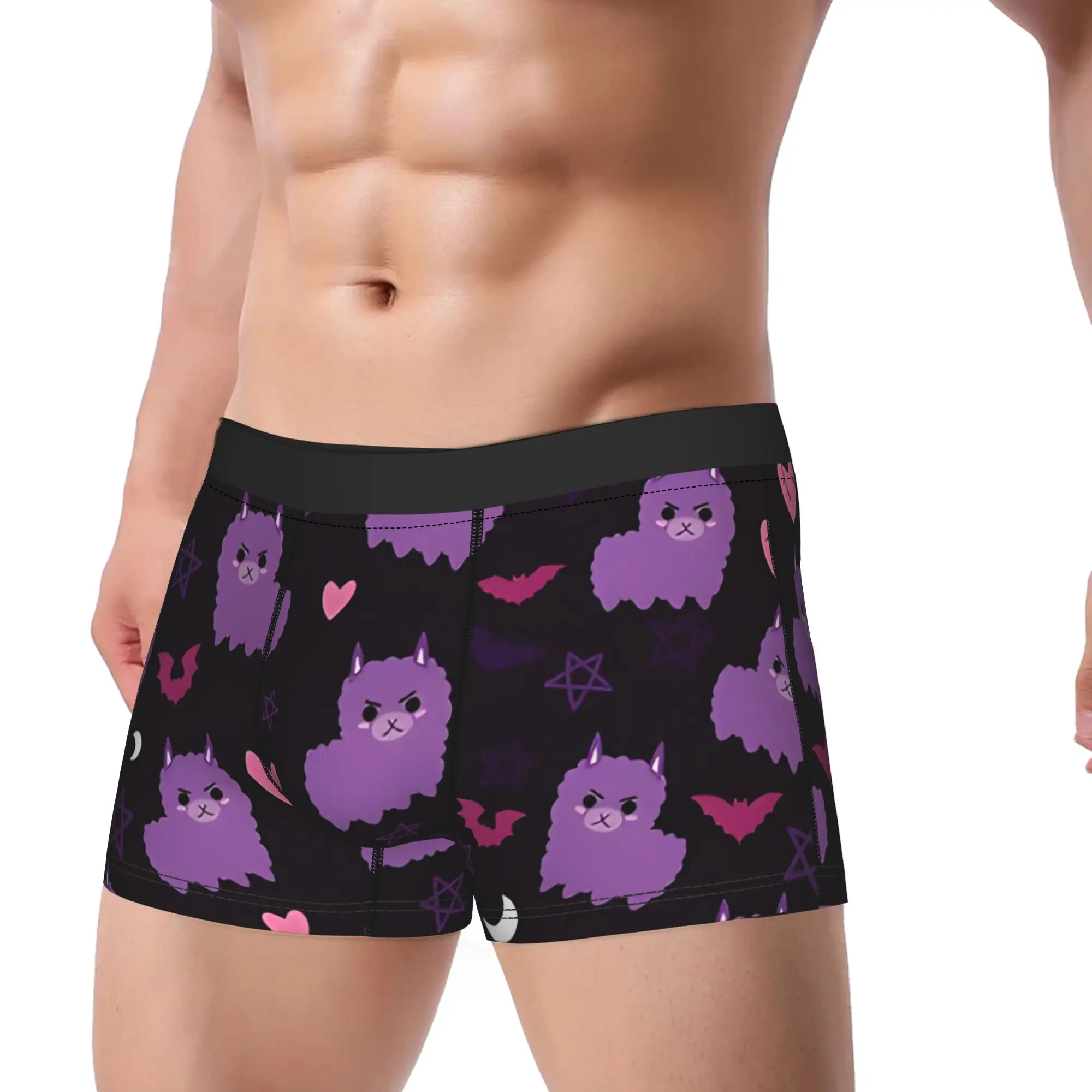 Pastel Goth Purple Llama Underpants Homme Panties Man Underwear animal Comfortable Shorts Boxer Briefs
