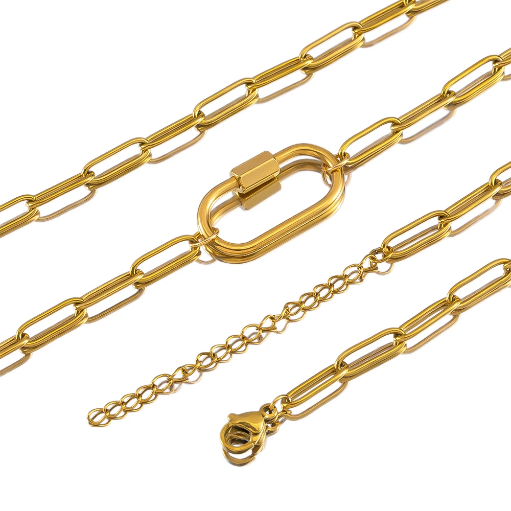 1 قطعة الفولاذ المقاوم للصدأ شبه النهائي الإطار سلسلة سحرية و قابل للتعديل تمديد سلسلة مشبك قفل DIY بها بنفسك القلائد صنع المجوهرات #4