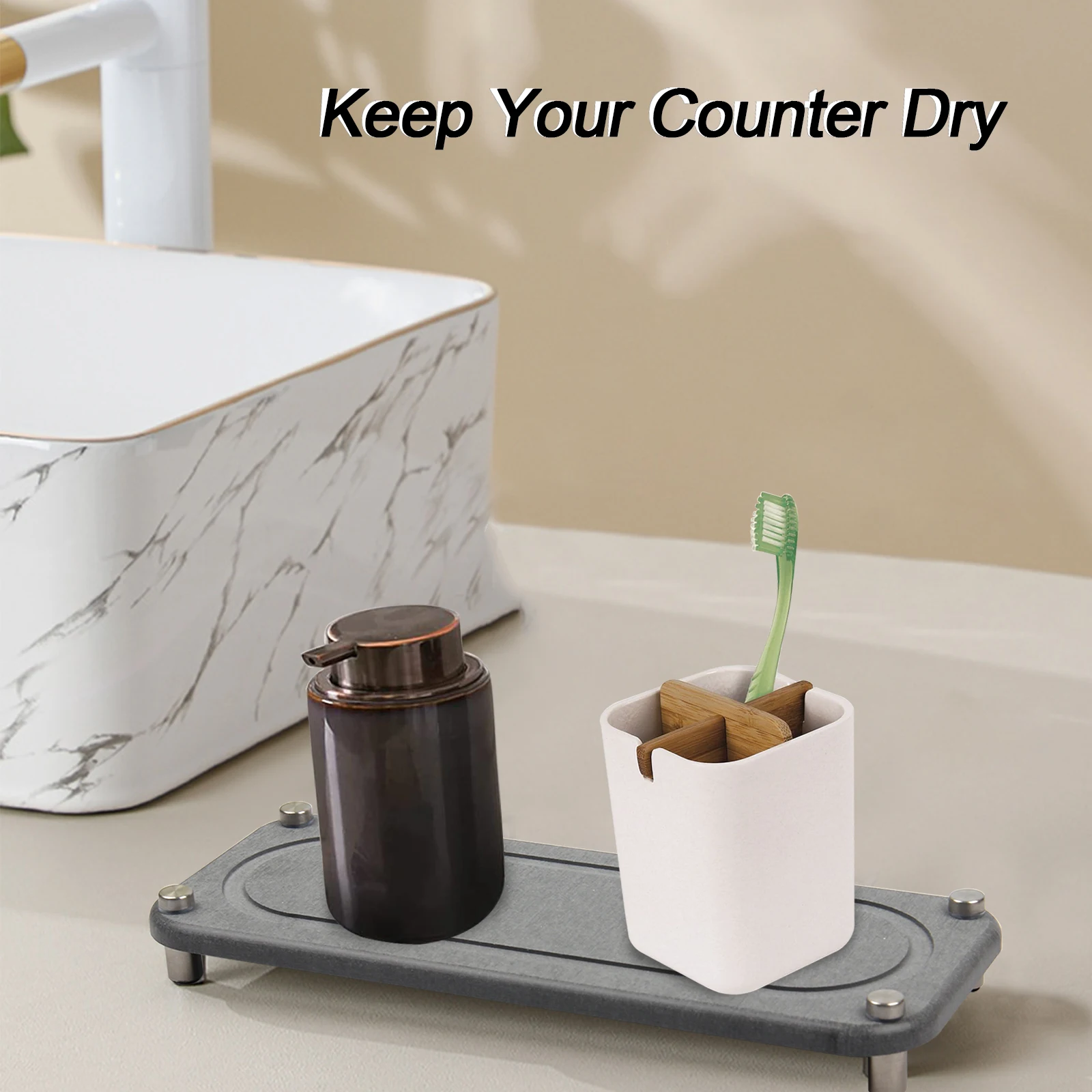 

1 Set Diatom Mud Bathroom Absorbent Drying Mat Non-Slip Practical Useful Countertop Storage Tray Drainage Pad Home Cup Holder