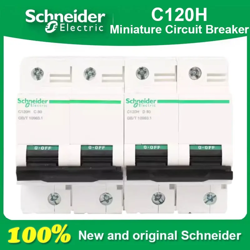 100% New and Schneider Electric C120H 2P/3P/4P 80A/100A/125A C Type D Small Rail Circuit Breaker