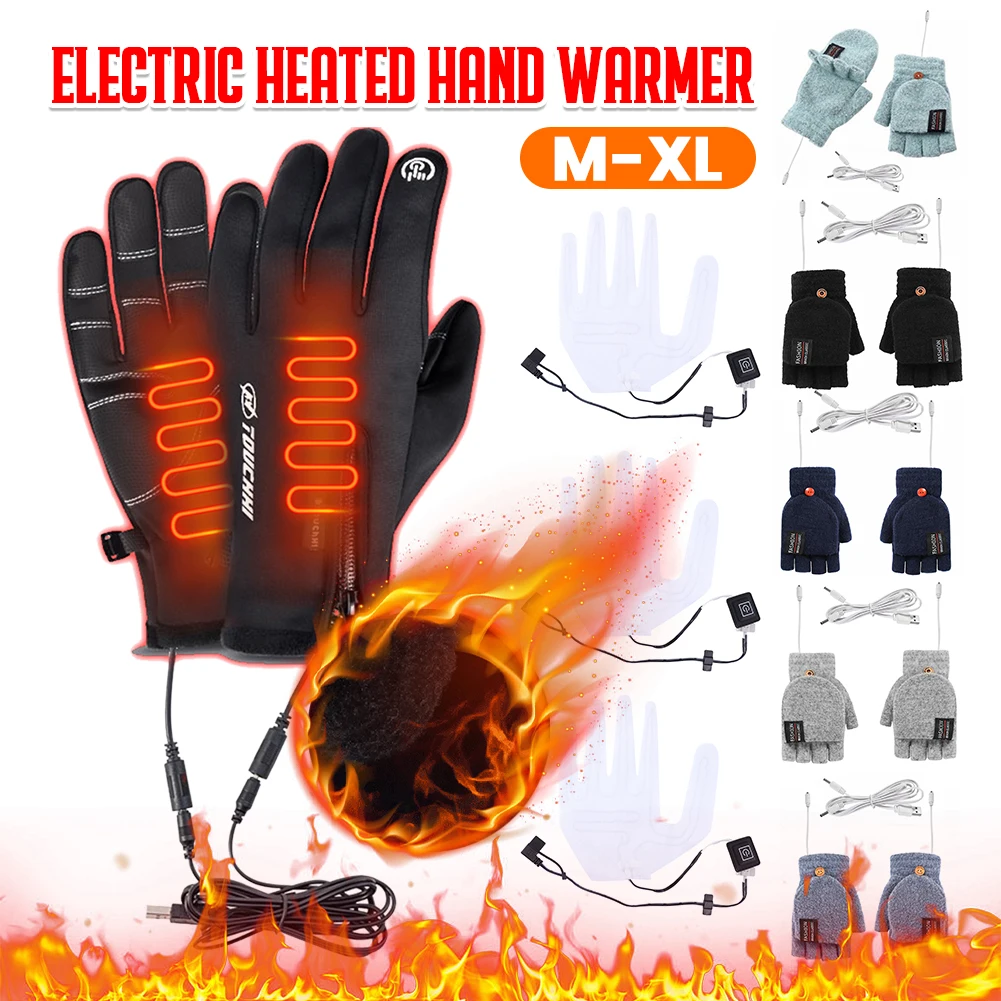 

USB Touch Screen Gloves Windproof Heated Gloves Anti-Slip Glove for Cycling Running Driving Hiking Walking for Women Men