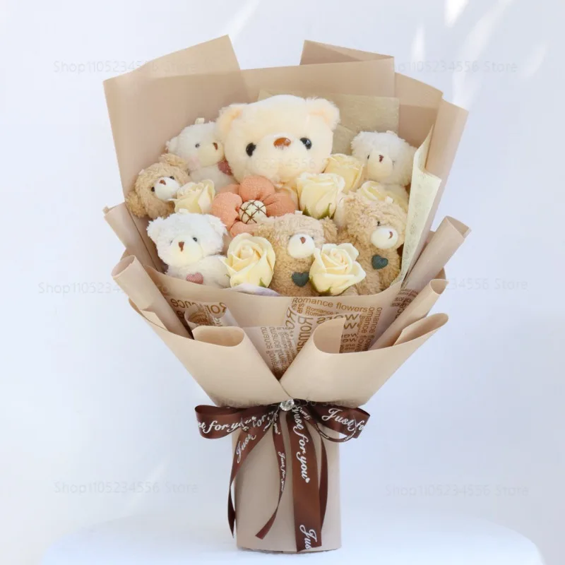 

Cartoon bouquet doll figurine plush teddy bear simulation flower birthday gift
