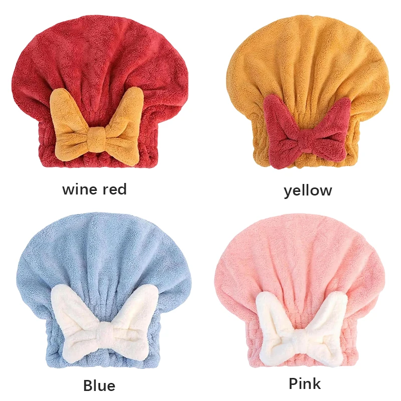 1PC Coral fleece Towel Super Absorbent Bowknot Quick Dry Towel Wet Hair Towel For Curly Hair, Long Hair, Thick Hair And Wet Hair