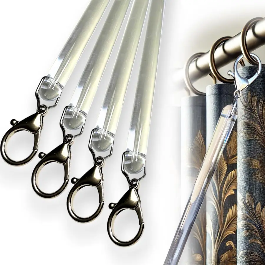 

inch 4 Pack All Clear Acrylic Curtain Pull Wand 2 inches shy of 48 inch Clear Curtain Wand Invisible Drapery Wand Drapery Pull R