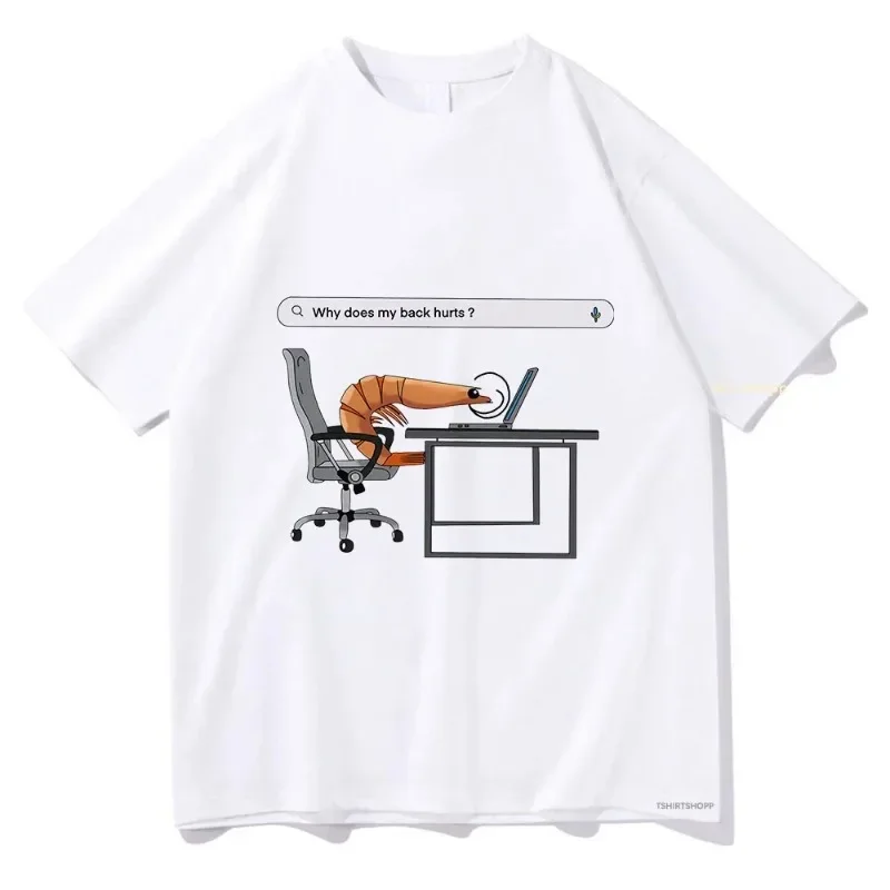 Women's T-Shirt Unisex Clothing Vintage Casual Cute Summer Why My Back Hurts Funny Shrimp T-Shirt Aesthetic Clothes