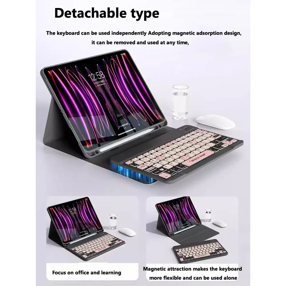 Magnetic Keyboard for IPad Pro 11 2024 Air5 Air4 10.9 Air3 2 1 9.7 5th 6th 10th Gen 10.9 10.2 9th 8th 7th Case with Pencil Slot