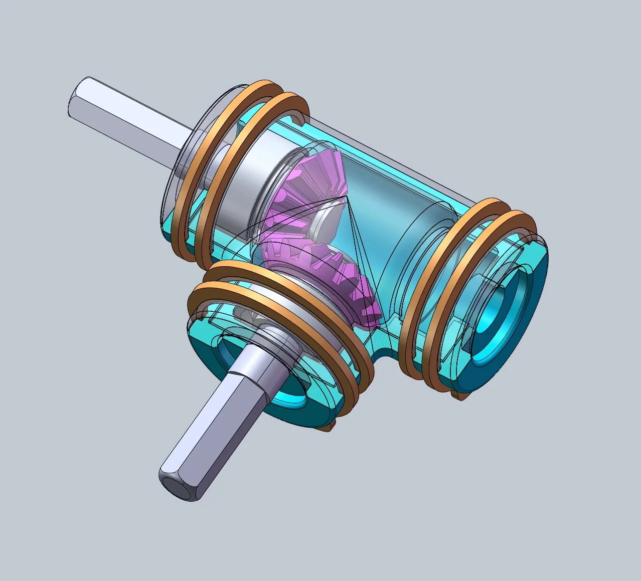 1:1 Three-way steering gearbox equipment, transmission gearbox, 0.8 meters, output shaft 5mm, alloy gears with bearings