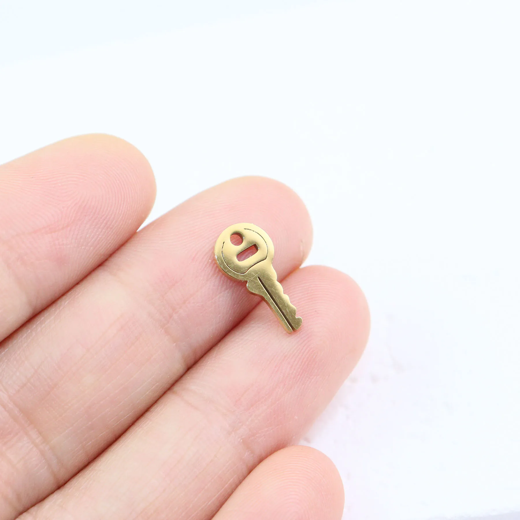 10pcs Stainless Steel Shiny Polished Key Connector Jewelry Charms Pendant DIY Handcraft  Vacuum Plate Waterproof Antiallergic