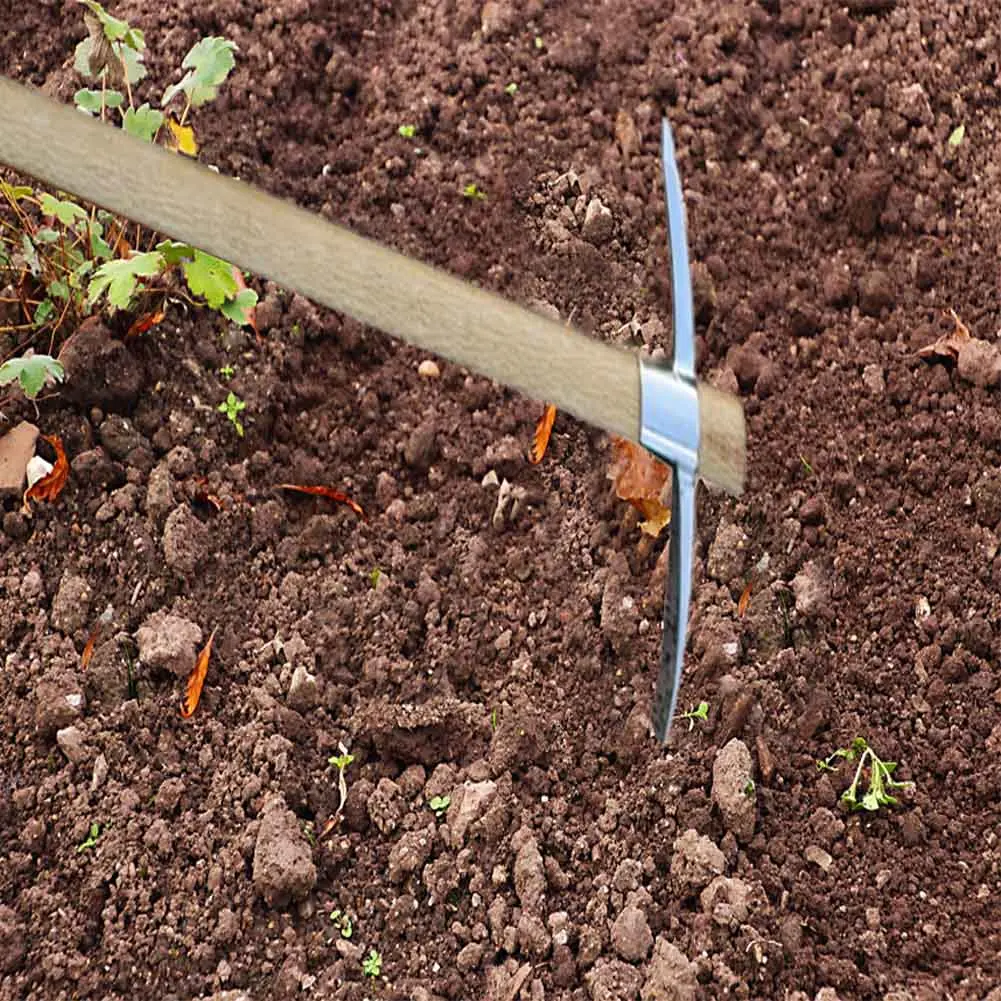 

Многофункциональная кирка из нержавеющей стали, садовые мотыги, двуглавый инструмент для прополки, портативный садовый ручной инструмент, мотыга с деревянной ручкой