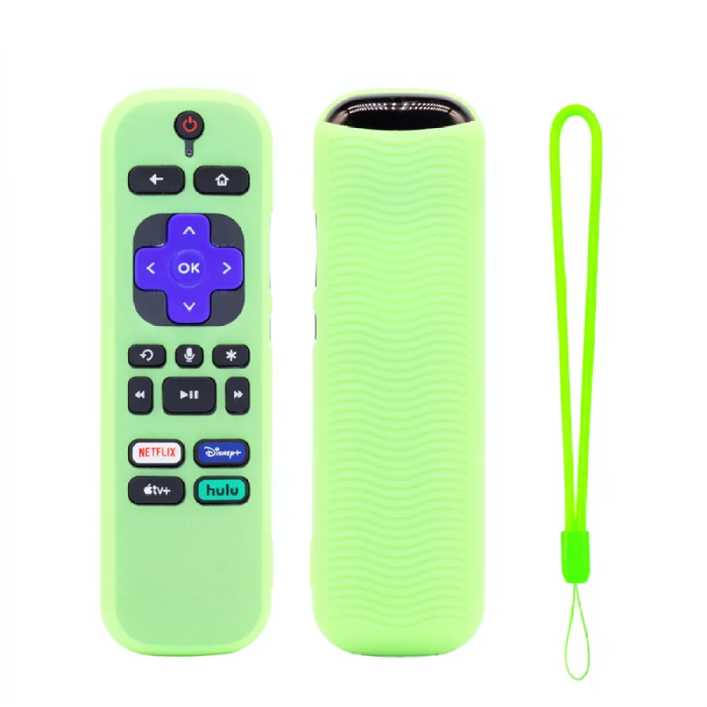 Protective Skin Cover For Roku Remote Control Case Silicone Shockproof Sleeve Anti Drop Luminous Rainbow With Strap