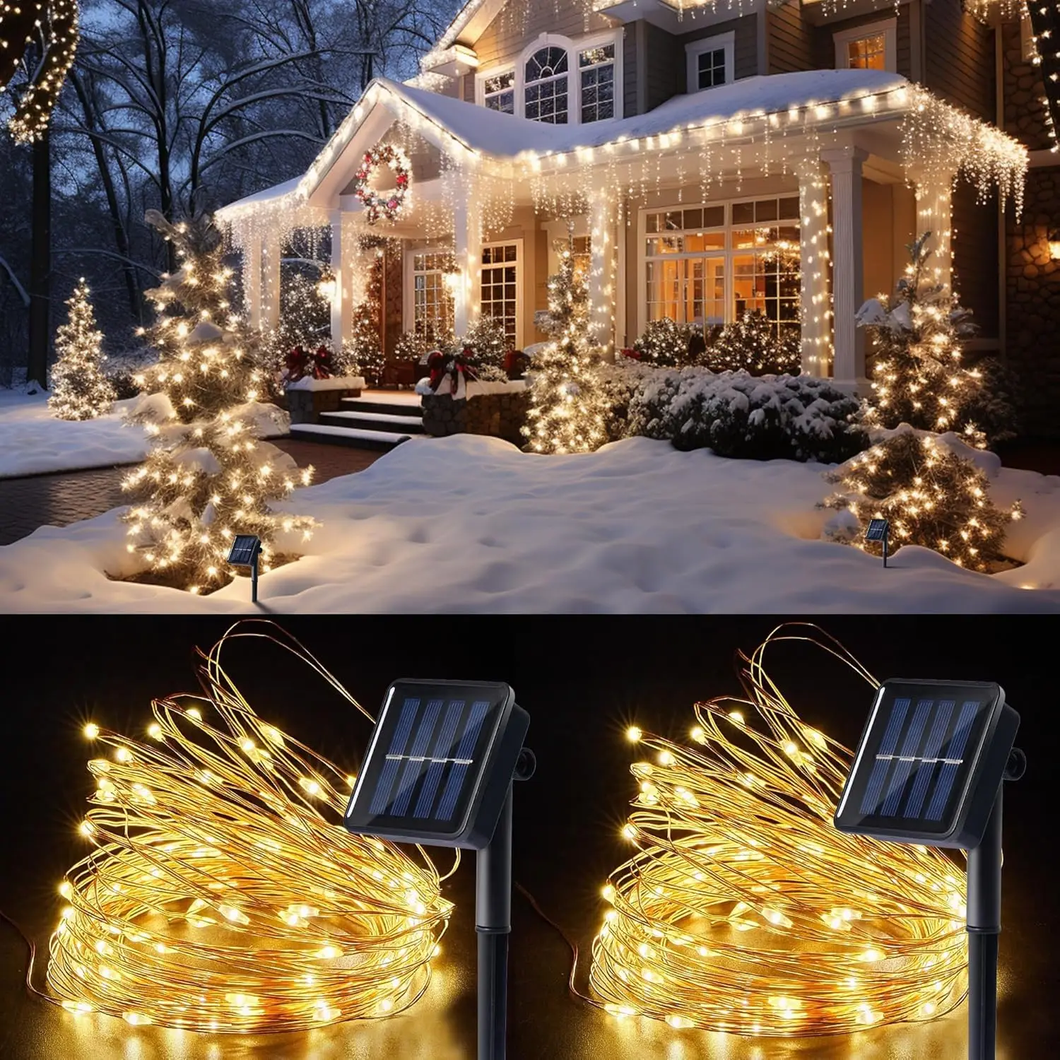 

Solar String Lights Outdoor Christmas Decorations 300 LED Waterproof Copper Wire Fairy Lights Patio Tree Halloween Party Decor