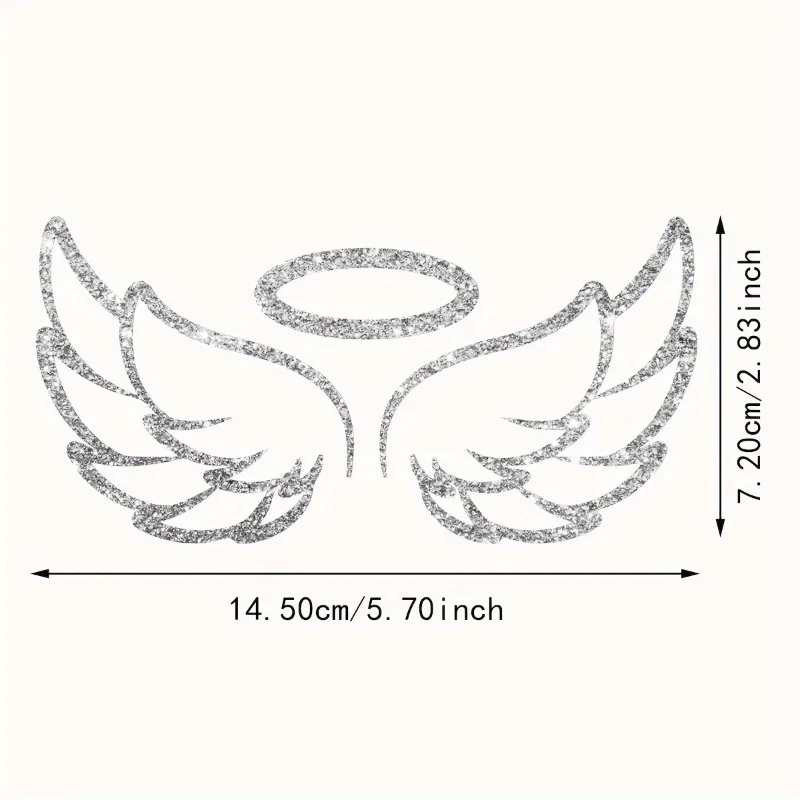 1PC Sparkling Guardian Angel Wing Window Glass Stickers Waterproof for Car Fuel Tank Cap Motorcycle Universal Vinyl Decals