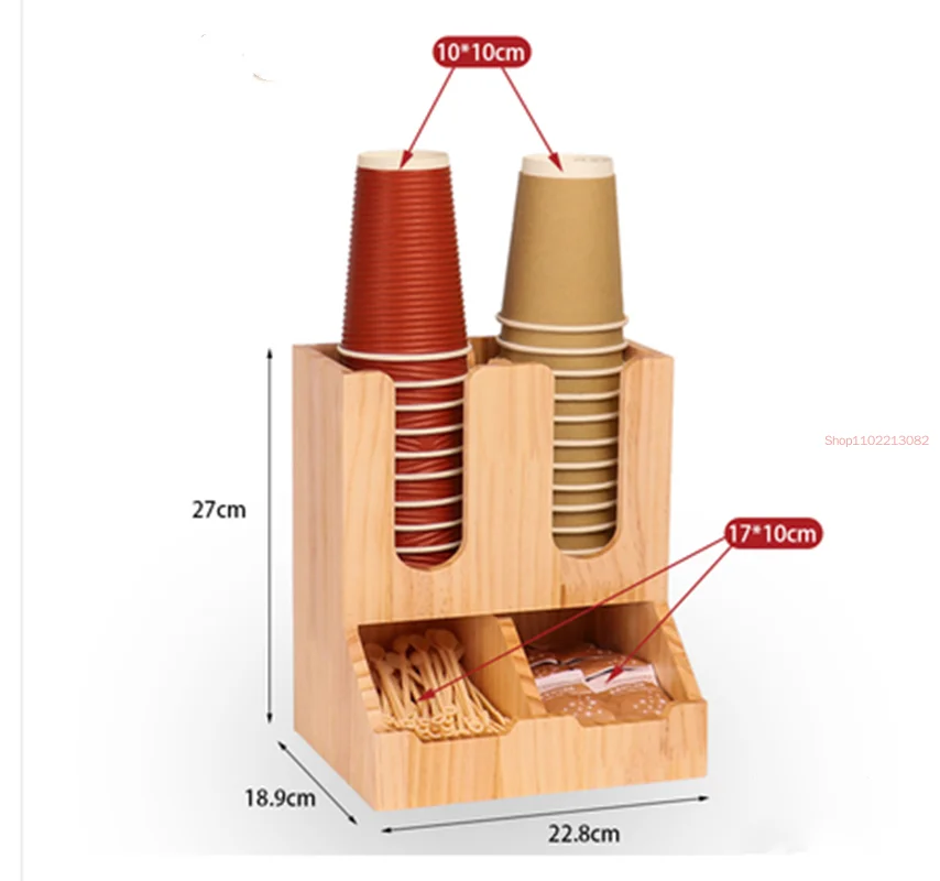 Disposable Wooden Cup Holder Multi-compartment Coffee Milk Tea Shop Household Paper Kitchen Storage Box