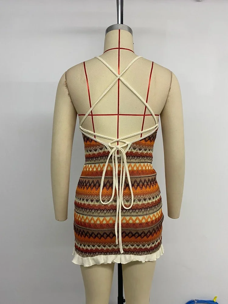 Abiti slip ricamati sexy primavera estate Abiti corti da donna senza maniche in pizzo Abito da festa senza schienale Abito da sera da sposa in spiaggia