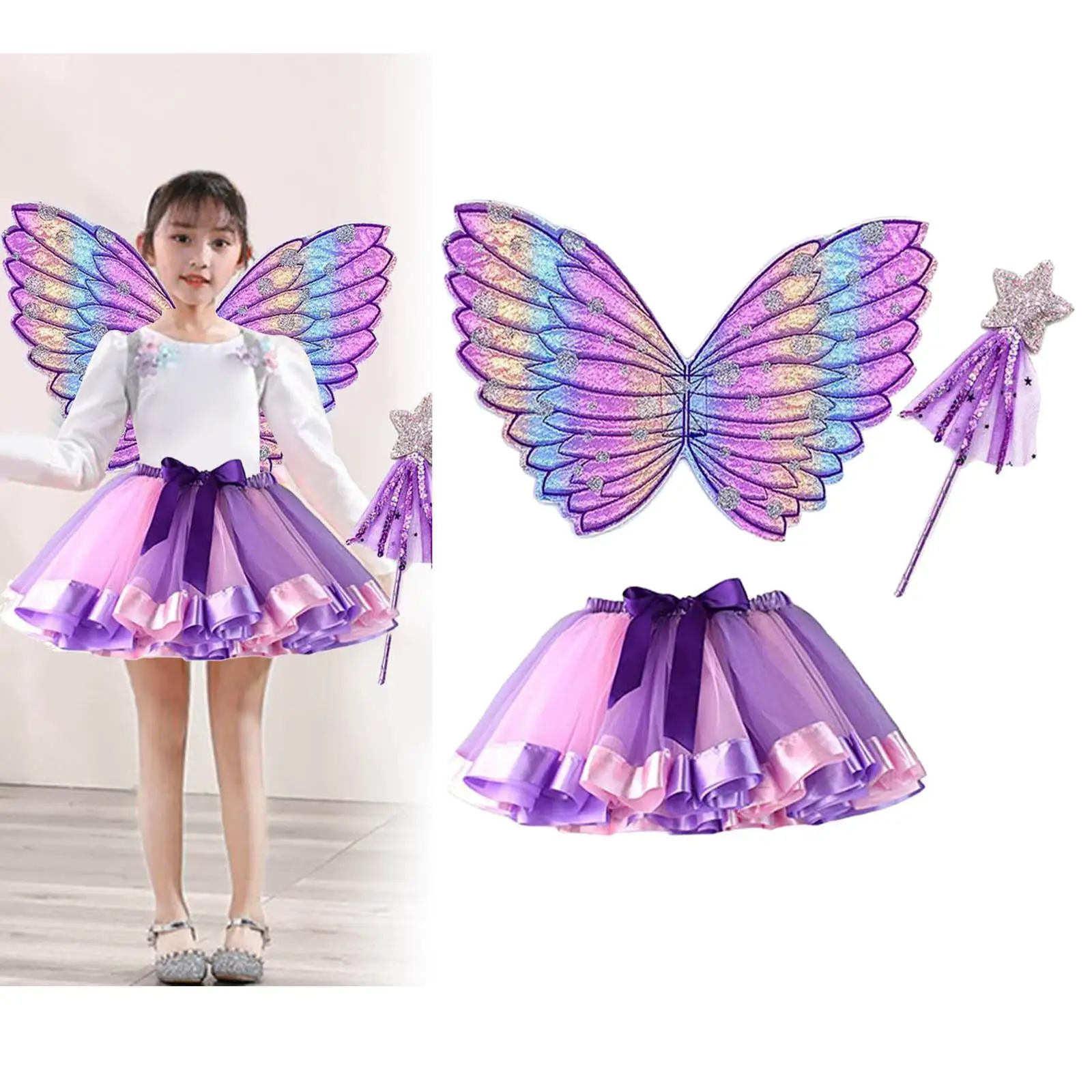 Girls Butterfly Wing Costume Dress up Fairy Princess for Birthday Party