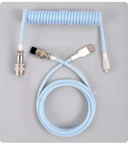 Puerto USB tipo C, cable enrollable de aviador para computadoras de juegos y de escritorio Cable en espiral de teclado mecánico