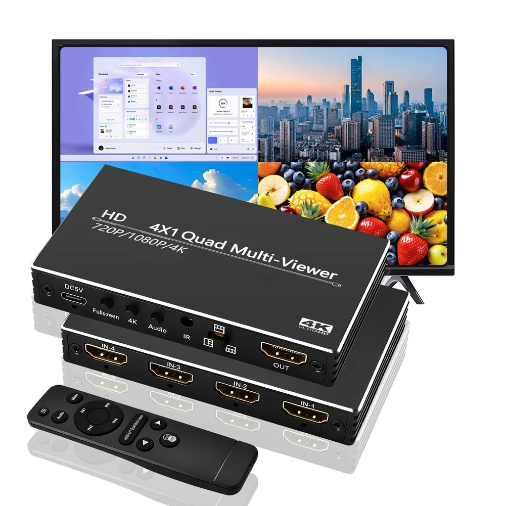 

DIGIT--Compatible 4K Multi-Viewer 4X1 Quad Display Switcher Multivisor 4K Multiviewer 4X1 Swicth