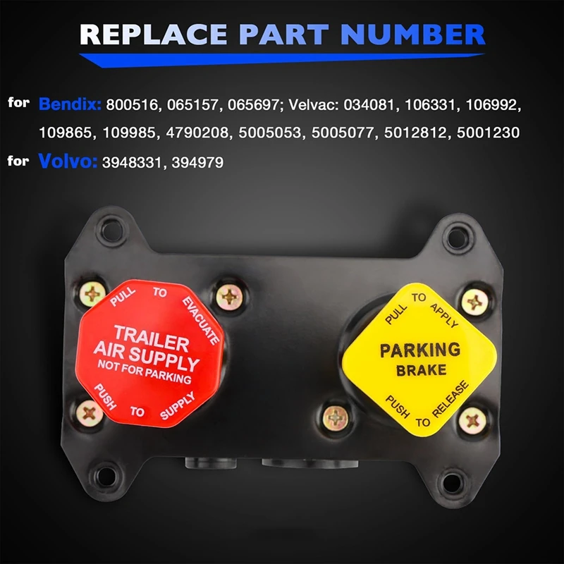 NCSMT 800516 Air Brake Control Valve MV3 Trailer Parking Brake Valve for Volvo 3948331, Bendix 065157 065697, Velvac 479020