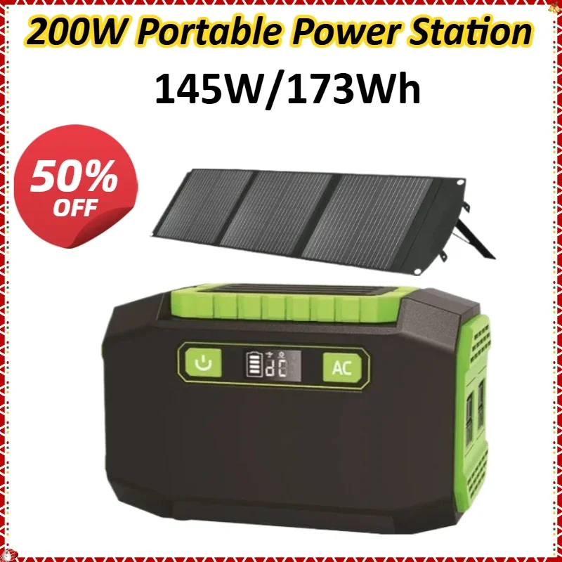 

200W 145W/173Wh 220V/110V 39Ah Portable Power Station Solar Generator Outdoor Emergency Mobile Power Bank for Camping Power LED