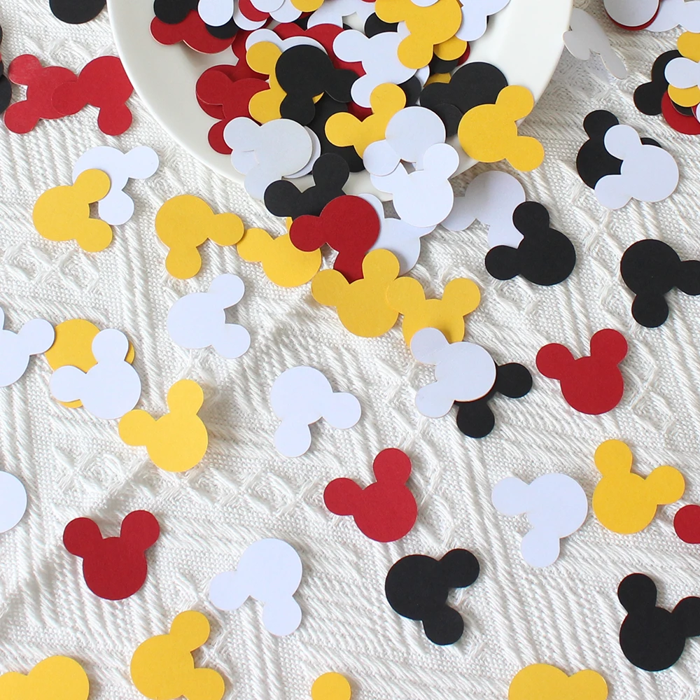 100pcs black, red, yellow, white mouse head shaped confetti, birthday party confetti, party desktop decoration supplies