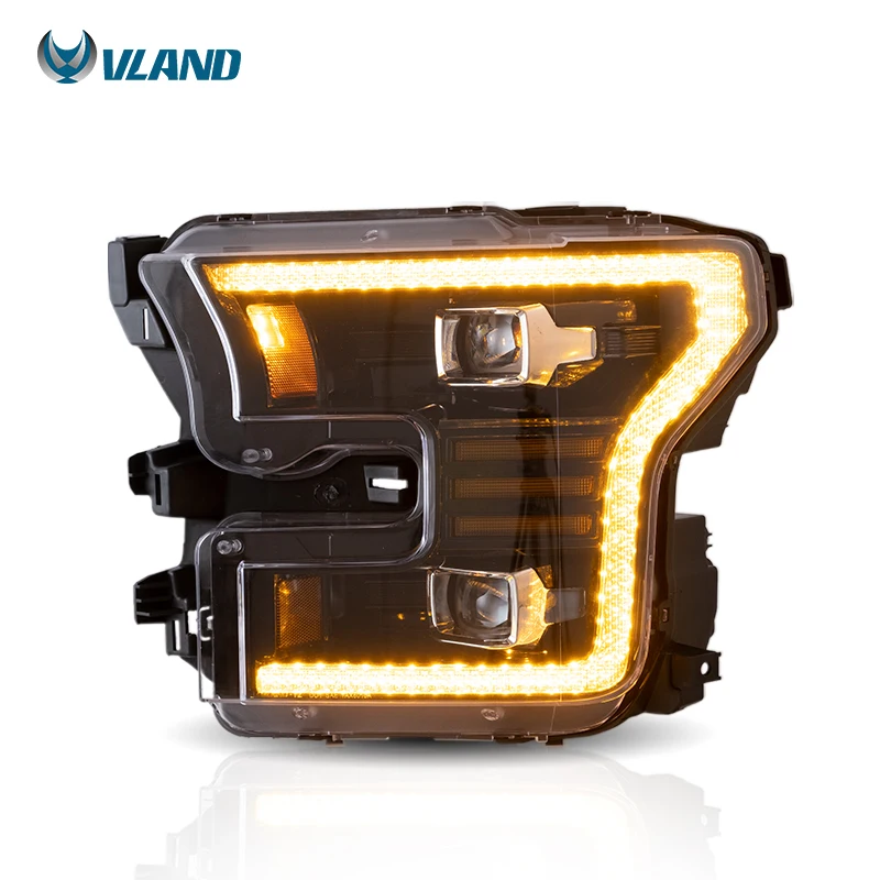 

VLAND LED Headlights Raptor 2016-2021 Car Head Lights Start up Amber DRL Front Lamp 2015-2017 for Ford F150 Headlamp