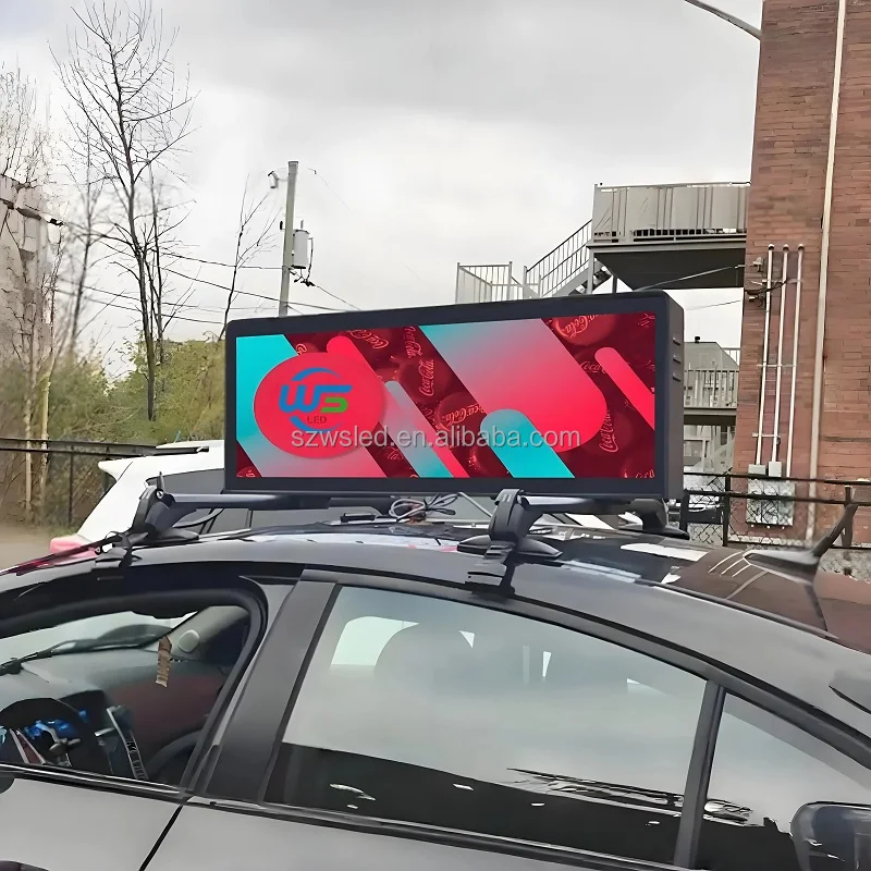 P5 Taxi Top Advertising Module LED Display 3G 4G WIFI Controlled 960x320mm Double Sided Screen Mint Color 3-Year