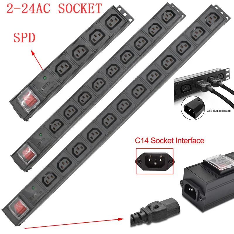 PDU SPD power strip Distribution Unit aluminium alloy Power Strip 2-11 Ways C13 output socket C14 port