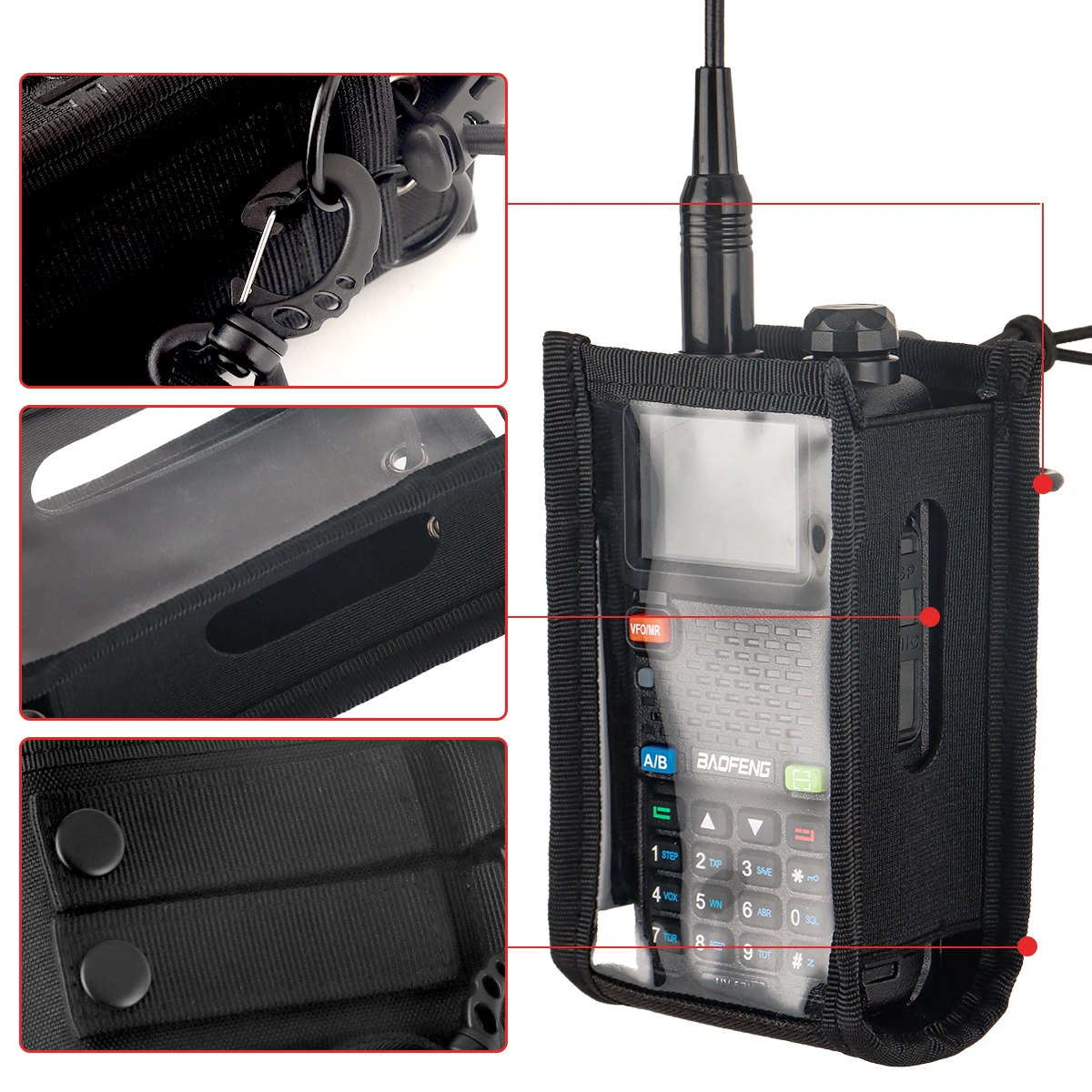 ABBREE 워키 토키 운반 가방 홀더 포켓 휴대용 Baofeng UV-5R UV-5RH UV-21 PRO Quansheng UV-K5(8) 야외 사냥