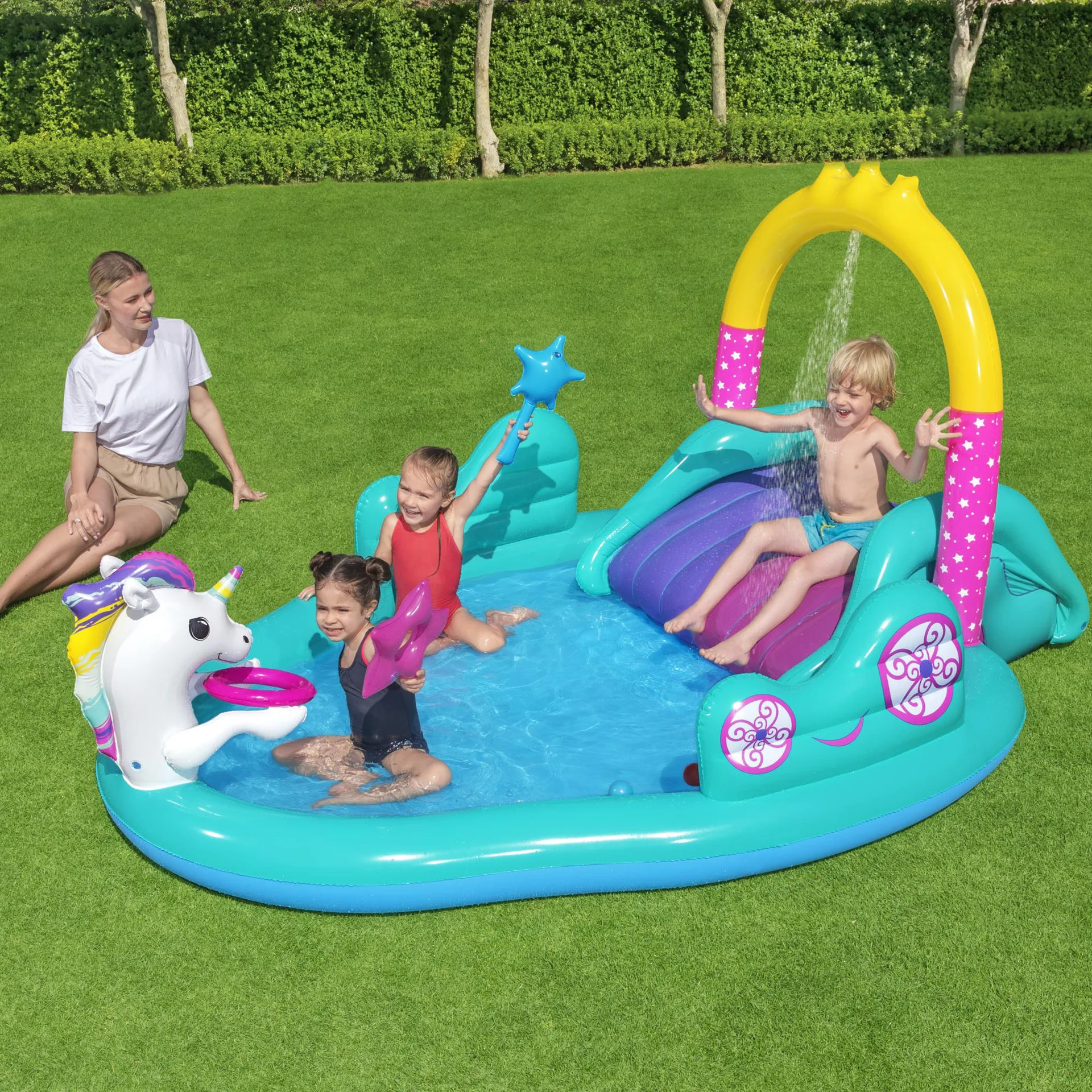 Water Slide For Children Fun Lawn Water Slides Inflatables Pools For Kids Summer Children's Slide Set Backyard Outdoor Toys