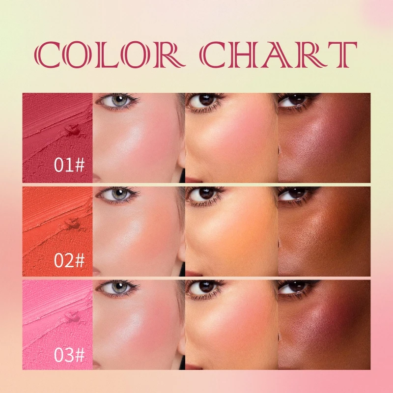 3 Color Face Blush Makeup Cheeks Cute Waterproof Maquiagem Long Lasting Eyeshadow Lipstick Soft Creamy Smooth 3D Charming