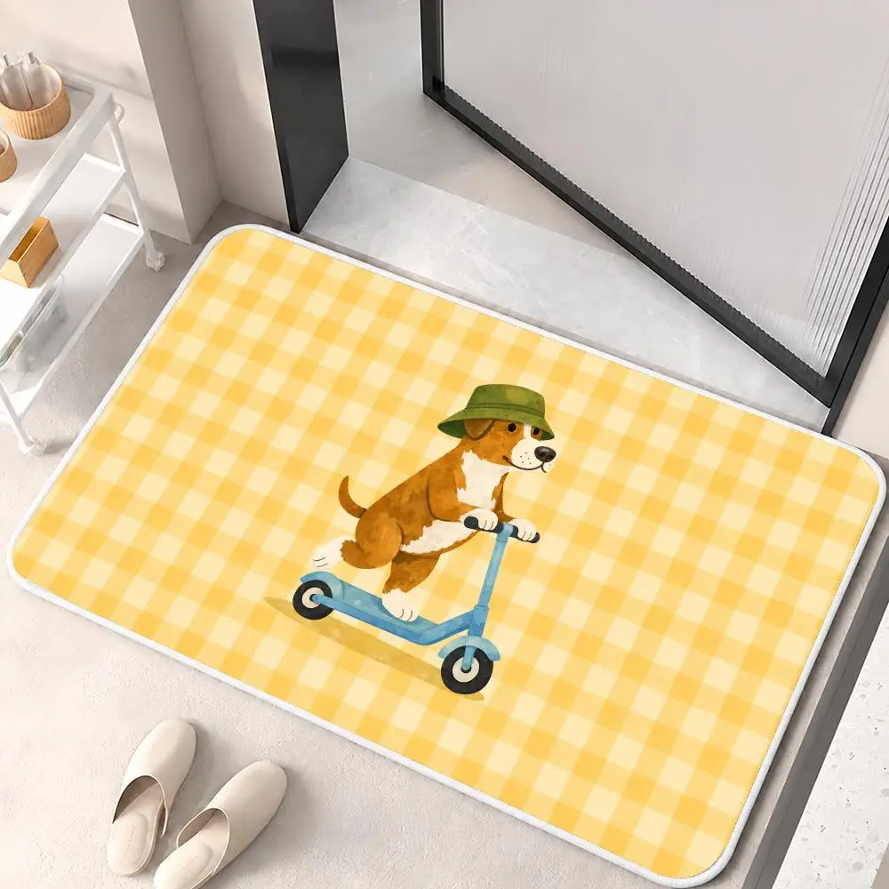 Cute Animals Outdoor Sports Floor Mat Flannel Rug Soft Non Slip Washable Door Mat for Bathroom Bedroom Kitchen Home Decor
