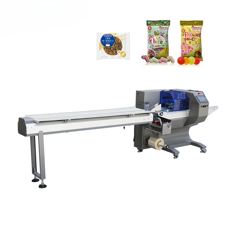 350 Model Horizontal Paper Loading High Speed Three Servo Fruit Cake Biscuit Bag Customized Size Packaging Machine