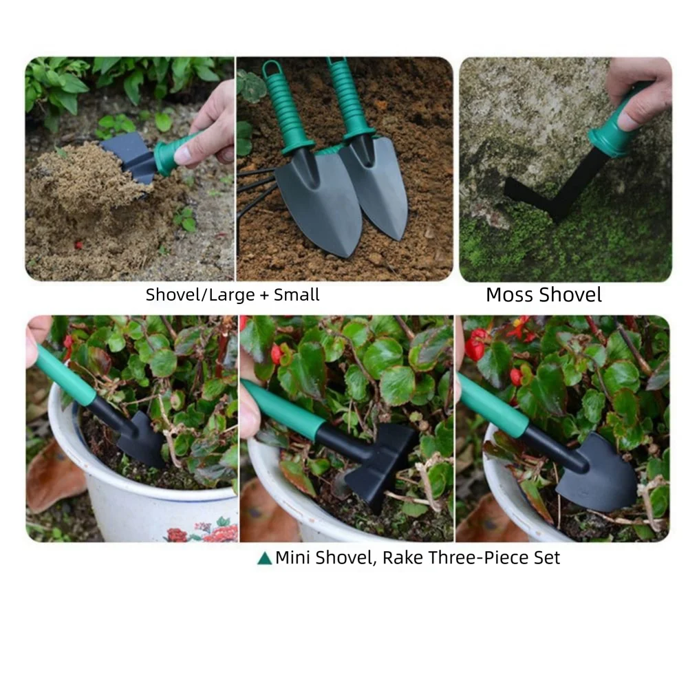 5/10Pcs Floral Print Horticultural Planting Tools Set Ergonomic Handle Rake Planting Garden Tools Kit Weeder Non-Slip Grip