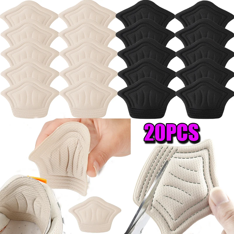 20pcs Heel Insoles Patch Pain Relief Anti-wear Cushion Pads Feet Care Heel Protector Adhesive Back Sticker Shoes Insert Insole