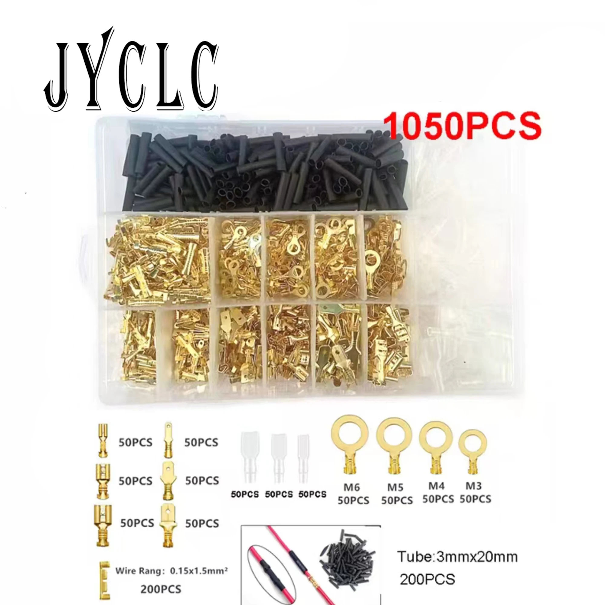 

1 set 2.8/4.8/6.3mm Car cold crimping male female terminal leather sleeve full series M3/M4/M5/M6 terminal series suit box