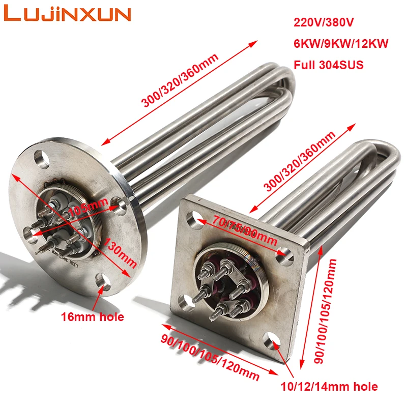 LUJINXUN Model Temperature Machine Heating Element 380V 90-130mm Flange Heating Tube for Heat Transfer Oil Tank Electric Boiler