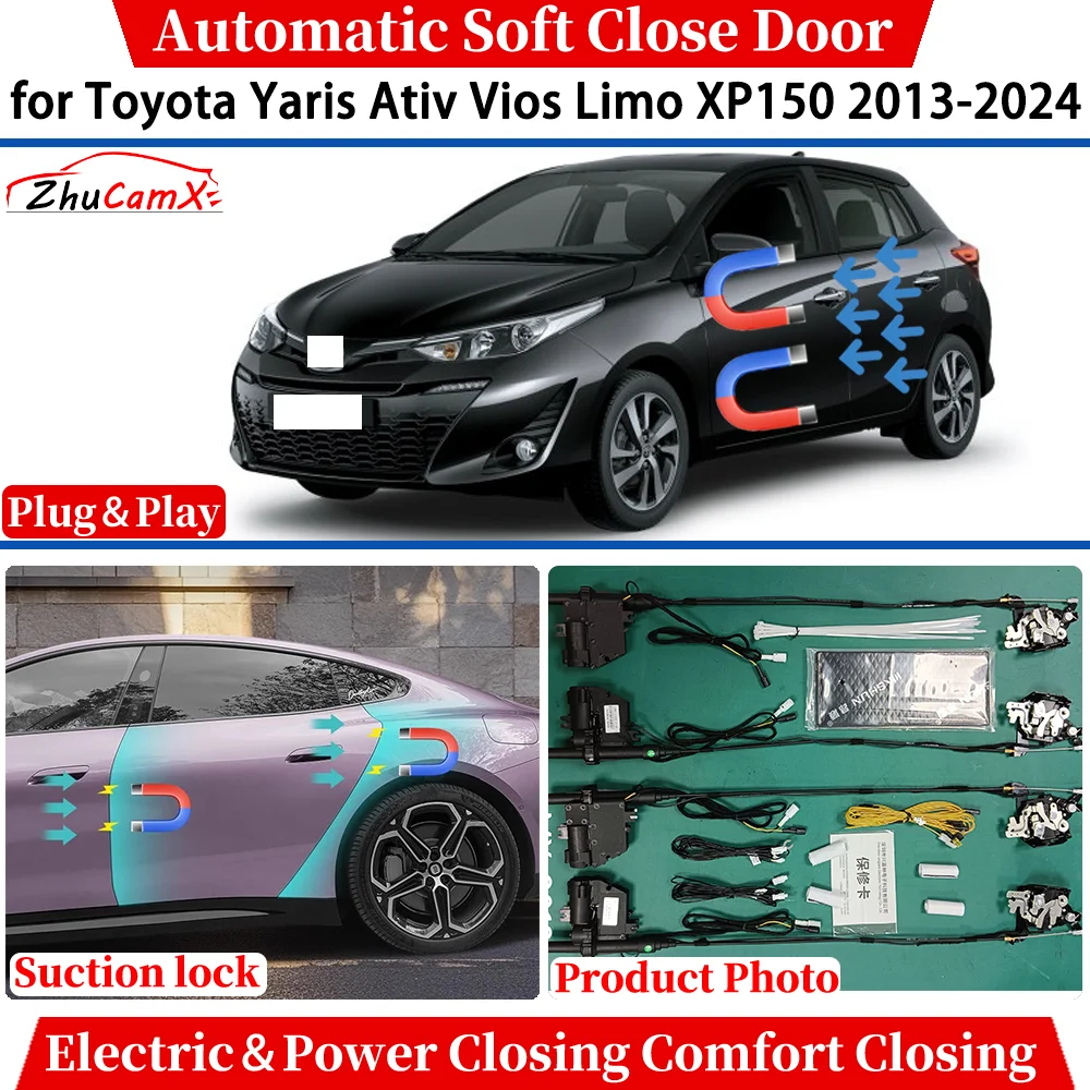 for Toyota Yaris Ativ Vios Limo XP150 2013-2024 Automatic Soft Close Door Electric Power Comfort Closing Suction lock System