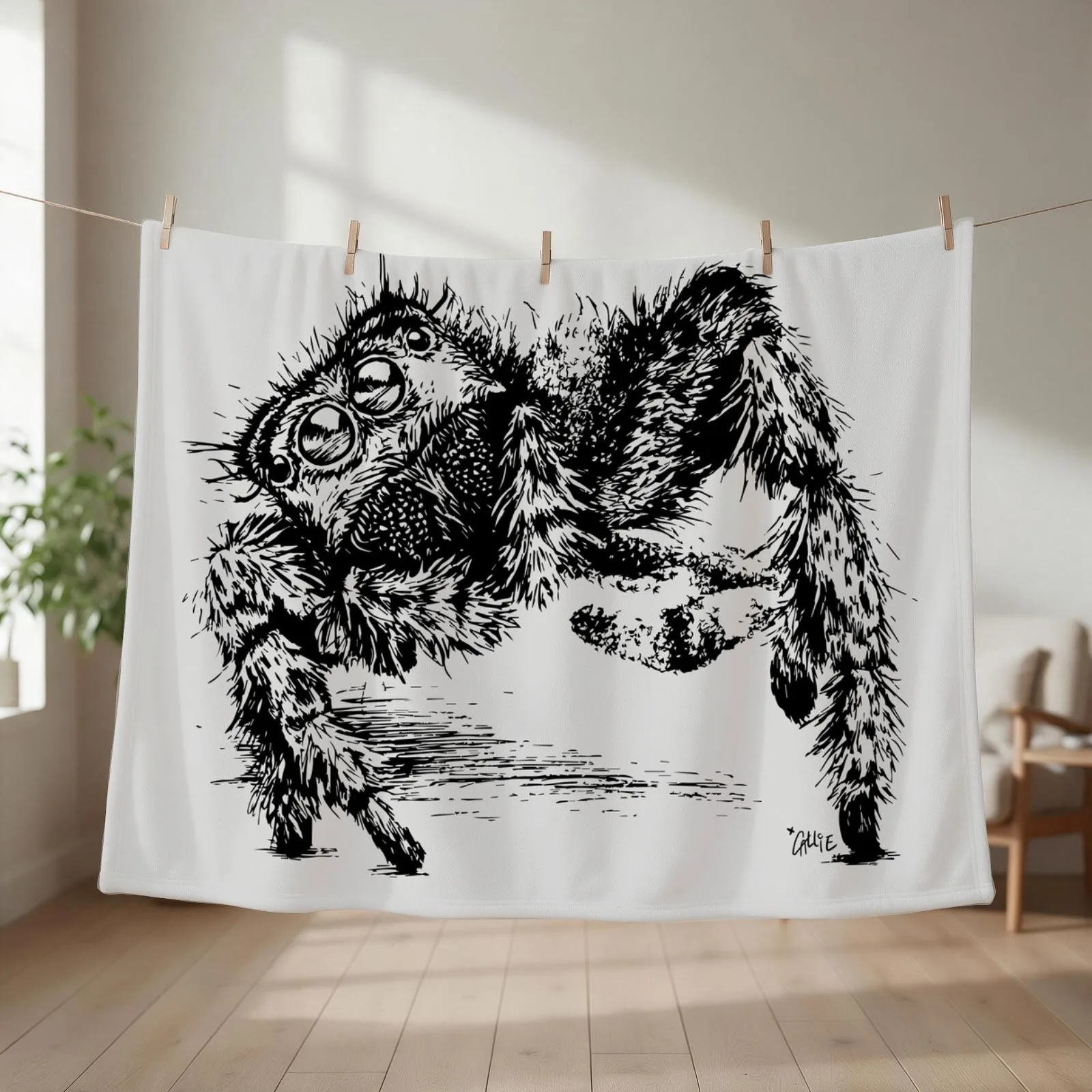 Jumping Spider Encounter Throw Blanket couch cozy soft plush fuzzy picnic outdoor blanket