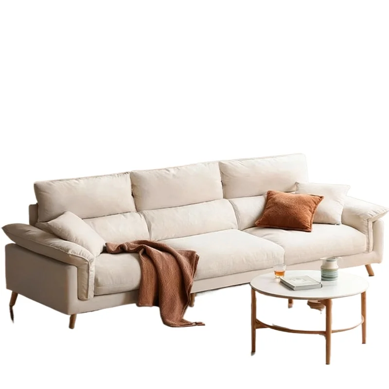 

2025 New Fabric Sofa Living Room Simple Three-seater Leather Sofa Household White Cat Scratch